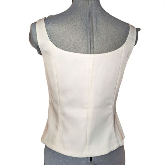 Sandra Darren white formal top with black embellishments size 10 - Picture 3 of 8